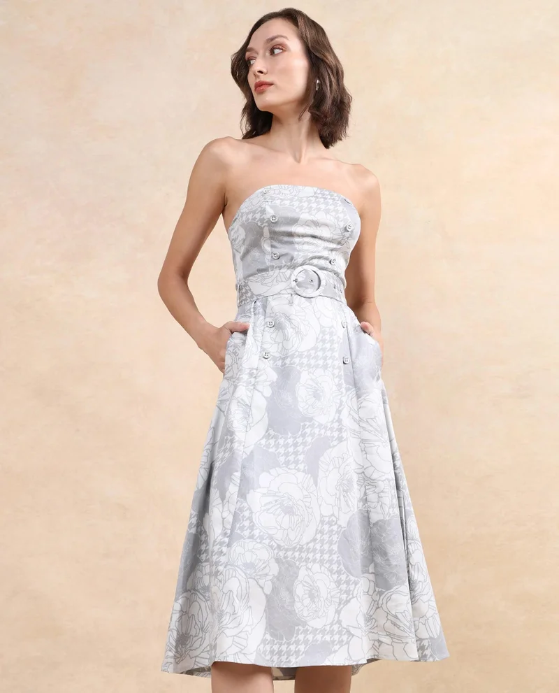 Rareism Women's Printed Tube Trench Dress