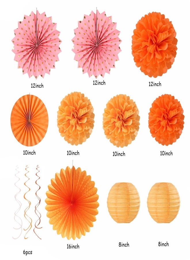 Hugtmr Fall-Boho Pink-Orange Thanksgiving Party-Decorations - 33pcs Autumn Friendsgiving Banner,Streamers Tassel Garland,Birthday Tissue Pom Poms, Paper Lantern Fans,Baby Bridal Shower Hanging Decor Hugtmr - Image 2