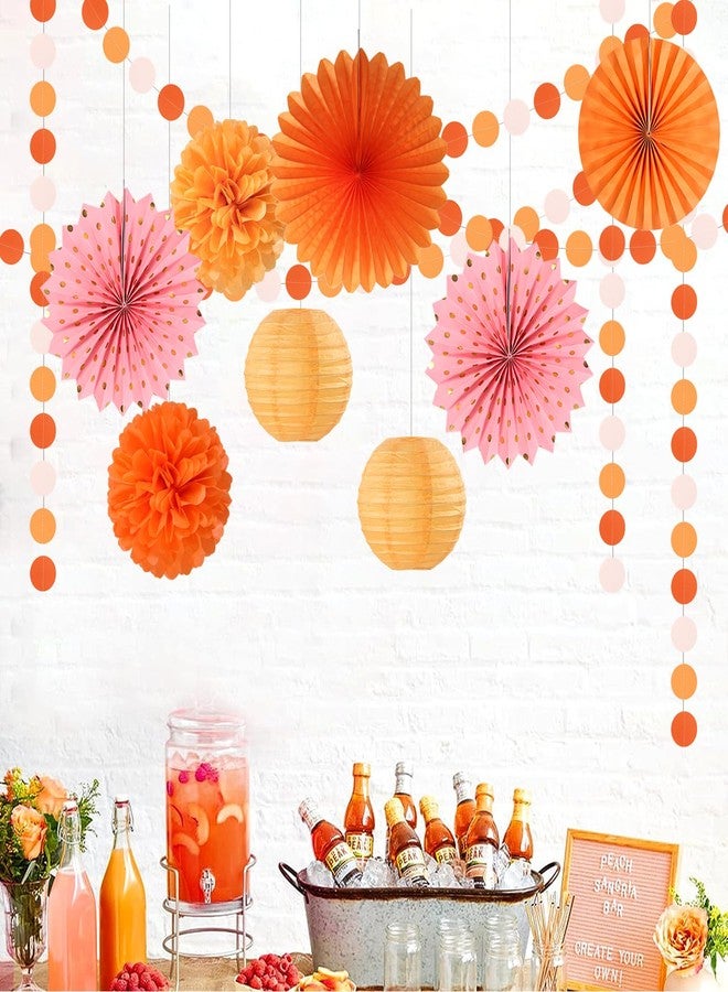 Hugtmr Fall-Boho Pink-Orange Thanksgiving Party-Decorations - 33pcs Autumn Friendsgiving Banner,Streamers Tassel Garland,Birthday Tissue Pom Poms, Paper Lantern Fans,Baby Bridal Shower Hanging Decor Hugtmr - Image 5