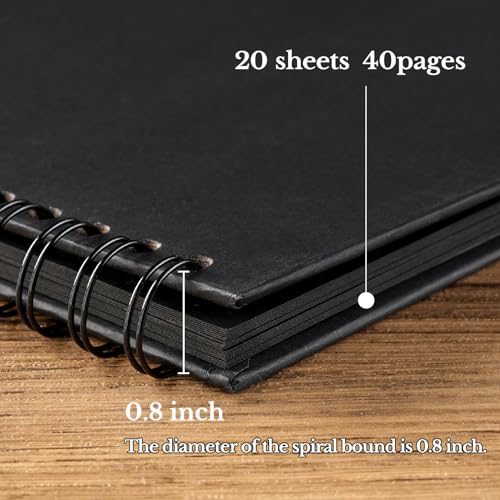 potricher 7 x 7 Inch DIY Scrapbook Album 40 Pages Hardcover Kraft Paper Scrap Book Photo Albums Memory Book for Wedding and Anniversary Family (Black, 7 Inch) - Image 4