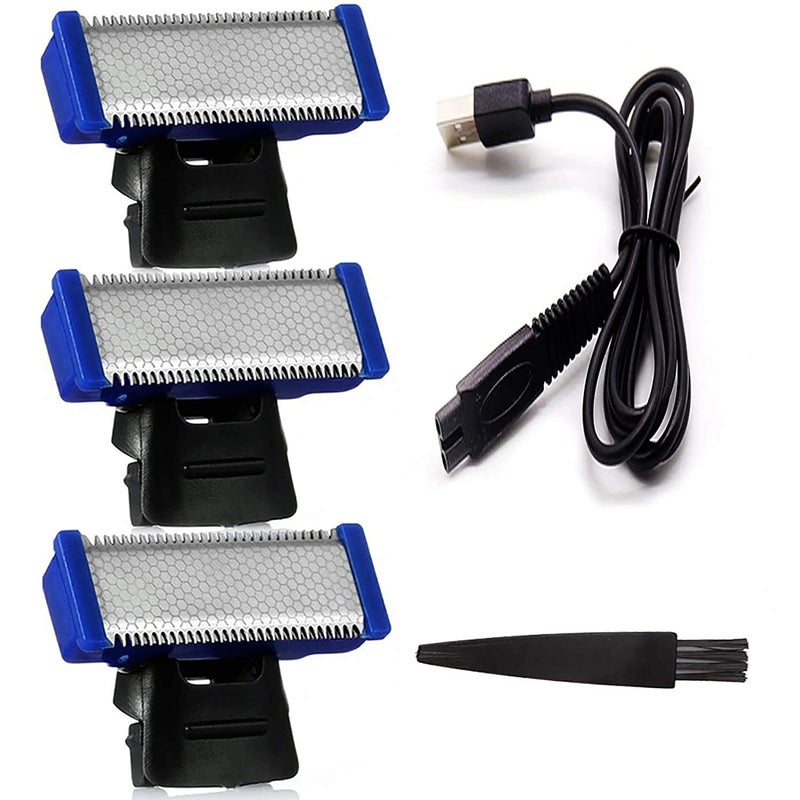 VINI Replacement Head for Old Version of Microtouch Solo Mens Shaver Electric Micro Trimmer (3 Razor Blade & 1 Clean Brush & 1 USB Charger Cable) - Image 1