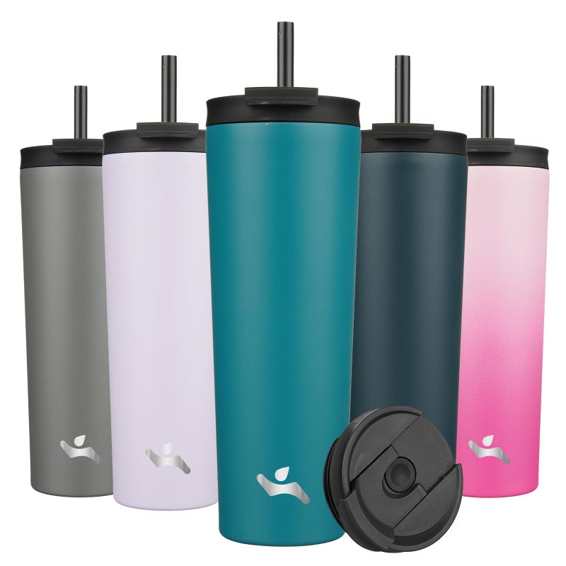 Konokyo 30 OZ Insulated Tumbler with Lid and 2 Straws Stainless Steel Water Bottle Vacuum Travel Mug Coffee Cup,Blue - Image 1