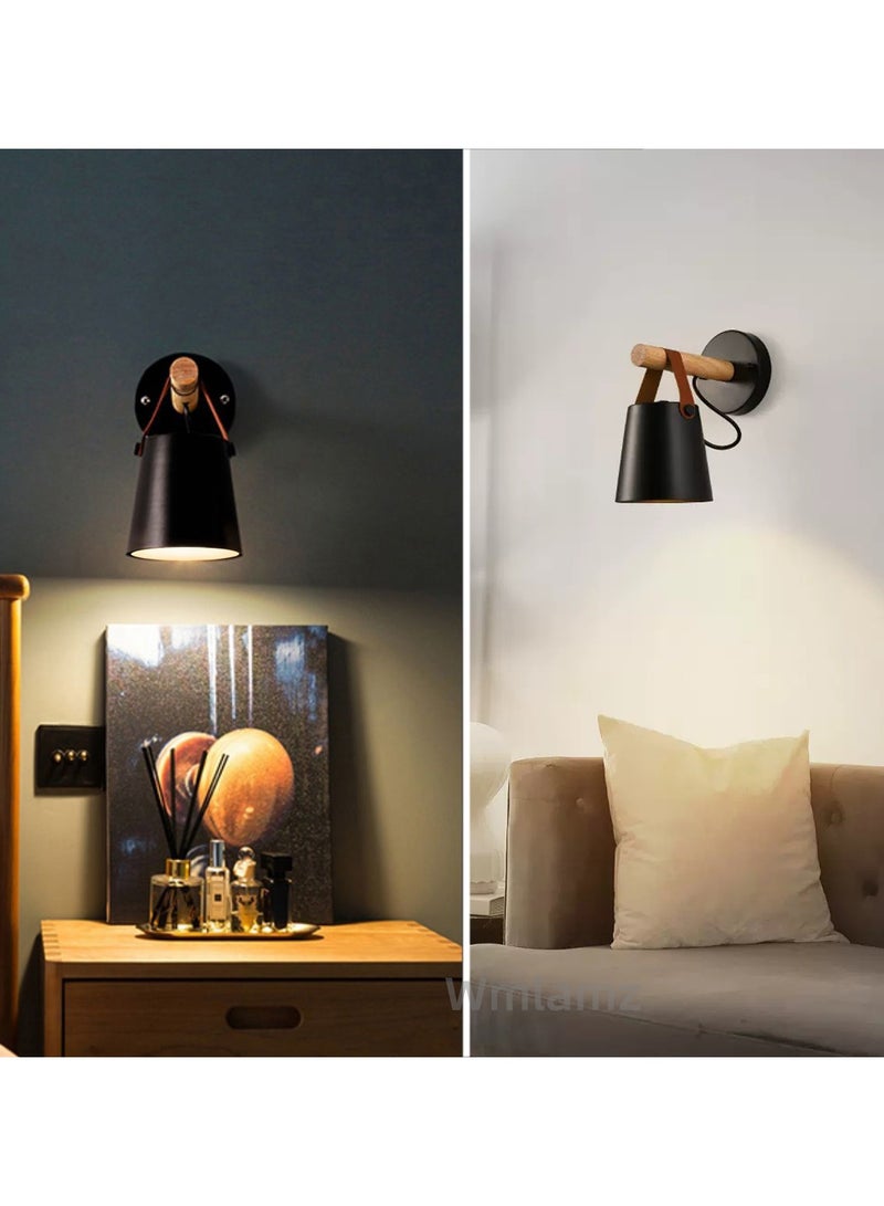 Wmlamz 2pcs Battery Operated Black Wall Lights With Remote, Non Hardwired Study Porch Stair Bedroom Lamps - Image 4