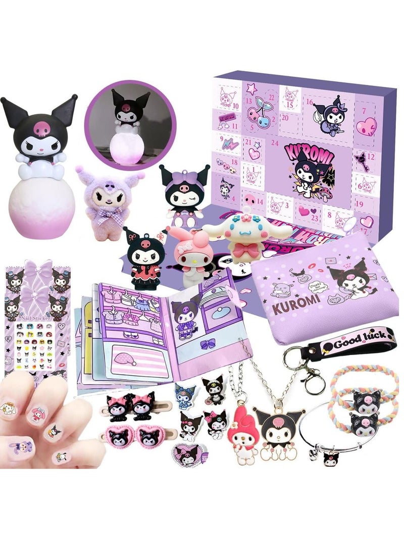 29pcs Gift for Kids Blind Box Kuromi Blind Box Set Box Toys Cute Cartoon Blind Box Collectible Toy Set with Kuromi Keychain,Necklace,Anime Figure Pendant,Ring or Badge for Kids,Children Party Favors  - Image 1