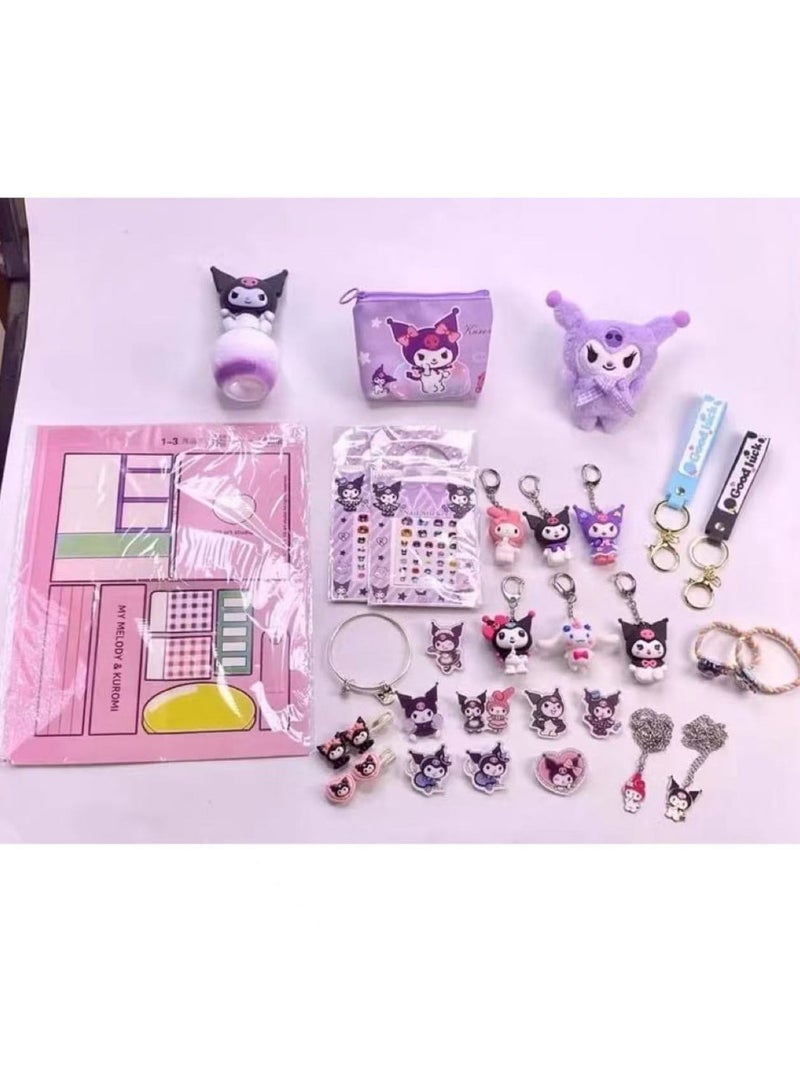 29pcs Gift for Kids Blind Box Kuromi Blind Box Set Box Toys Cute Cartoon Blind Box Collectible Toy Set with Kuromi Keychain,Necklace,Anime Figure Pendant,Ring or Badge for Kids,Children Party Favors  - Image 3