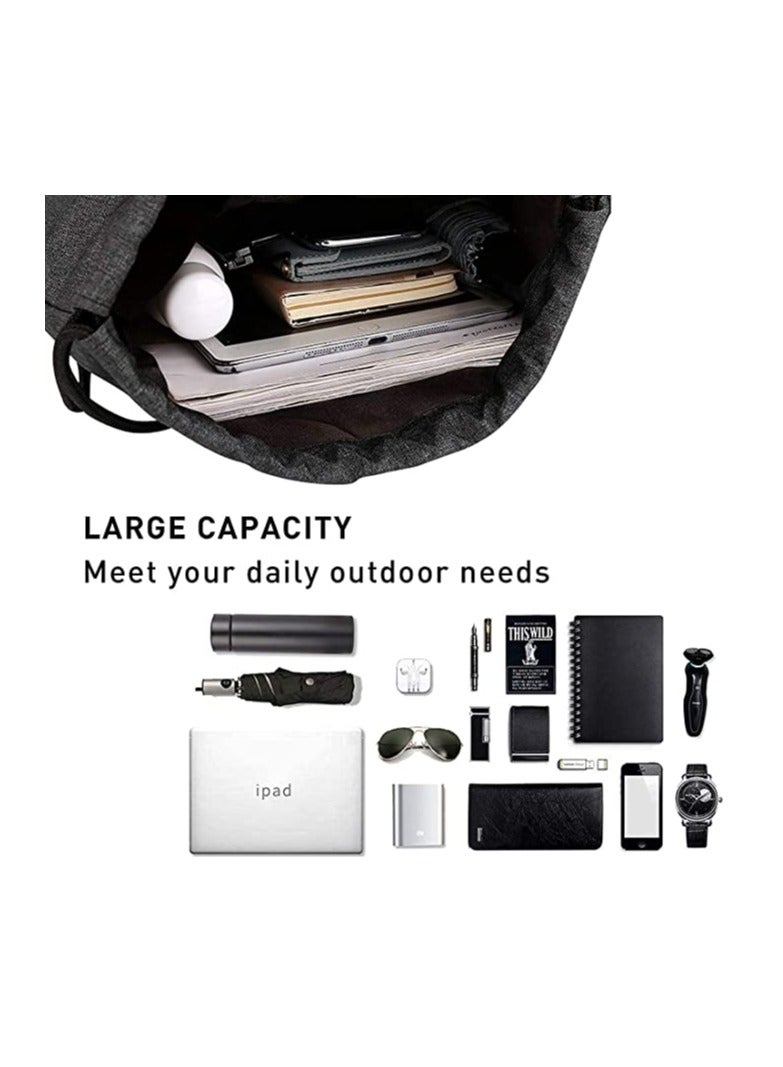 Excefore Drawstring Sackpack Bag, Gymsack Bag with Pocket Gym Sports Bag Outdoor Exercise Running Swimming Backpack Unisex - Image 5