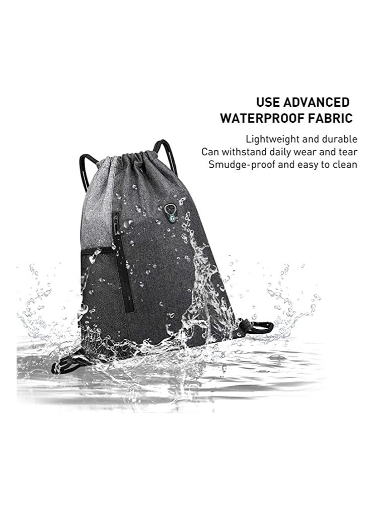 Excefore Drawstring Sackpack Bag, Gymsack Bag with Pocket Gym Sports Bag Outdoor Exercise Running Swimming Backpack Unisex - Image 4