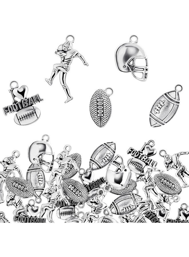 بلولو 70 قطعة من خرزات كرة القدم المختلطة المصنوعة من الفضة على شكل مضرب لاعب كرة قدم، قلادات، صناعة المجوهرات، إكسسوارات، قلادة، سوار، صناعة يدوية - Image 1