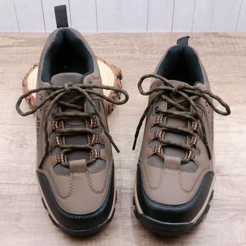 DELELE 2 Pair Round Wave Shape Non Slip Heavy Duty and Durable Outdoor Climbing Shoelaces Dark Green&Coffee Hiking Shoe Laces Shoestrings-63 inch - Image 2