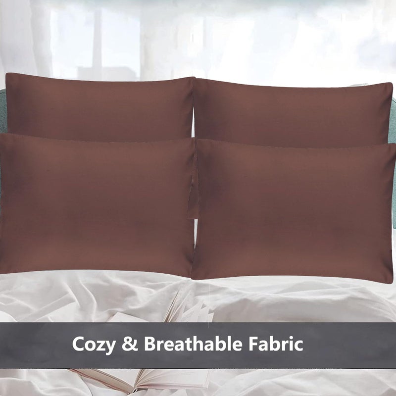 LEISUREWEEK Premium Queen Pillowcases 4 Pack - Coffee Standard - Ultra Soft 1800 Thread Count Microfiber- Double Brushed - Allergies Free - Wrinkle Resistant Pillowcase - Image 4