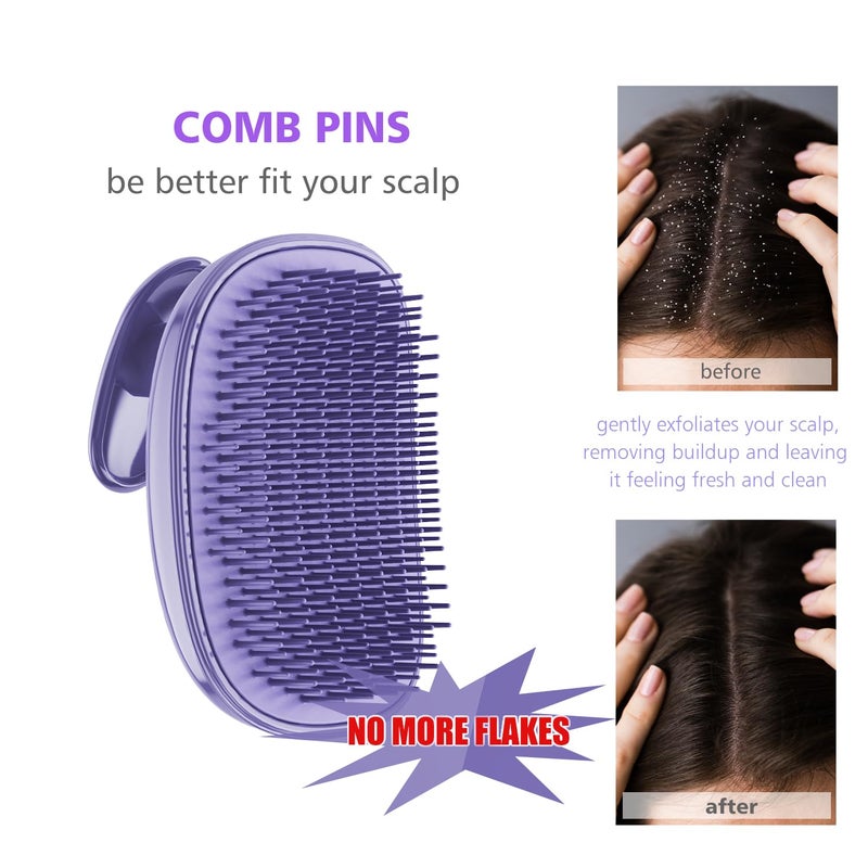 Rebex 2-in-1 Scalp Massager Shampoo Brush,Scalp Scrubber, Exfoliator Brush for Removing Dandruff & Hair Growth,Detangling Scrubber for Wet or Dry Hair - for All Hair Types(Purple) - Image 5