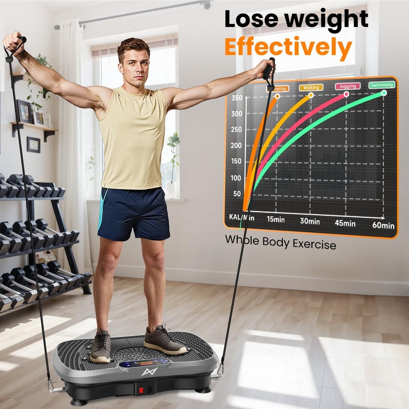 AXV Vibration Plate Fitness Platform Exercise Machine Vibrating Shaking Full Body Shaker Workout Vibrate Stand Shake Board Sport Gym for Weight Loss Fat Burner for Women Men - Image 4