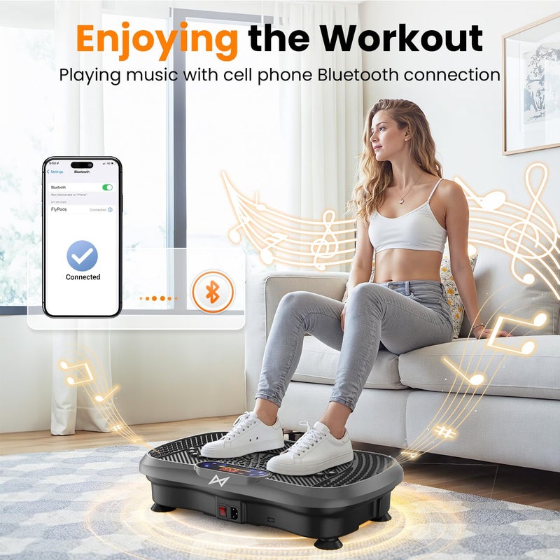 AXV Vibration Plate Fitness Platform Exercise Machine Vibrating Shaking Full Body Shaker Workout Vibrate Stand Shake Board Sport Gym for Weight Loss Fat Burner for Women Men - Image 3