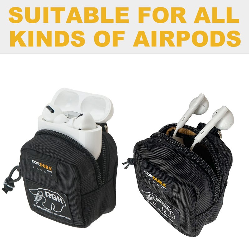 RE ROUGH ENOUGH Rough Enough Earbud Ear Bud Case Pouch Holder Carrying with Neck Lanyard Keychain for Wired Wireless Bluetooth Earbuds - Image 3