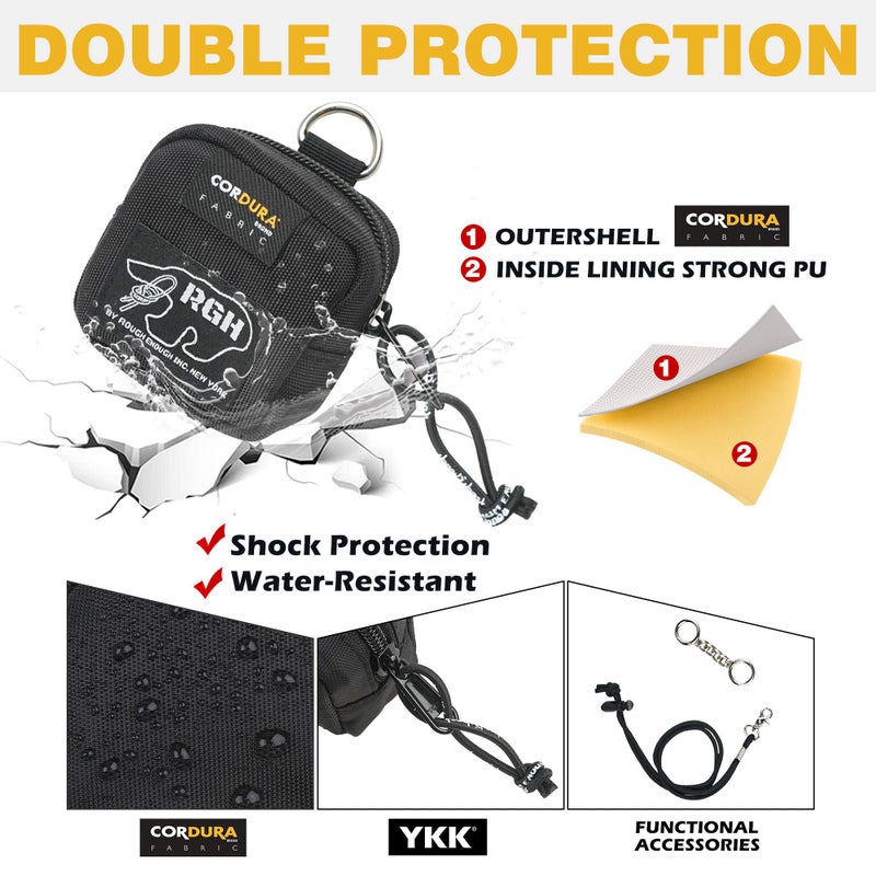 RE ROUGH ENOUGH Rough Enough Earbud Ear Bud Case Pouch Holder Carrying with Neck Lanyard Keychain for Wired Wireless Bluetooth Earbuds - Image 4