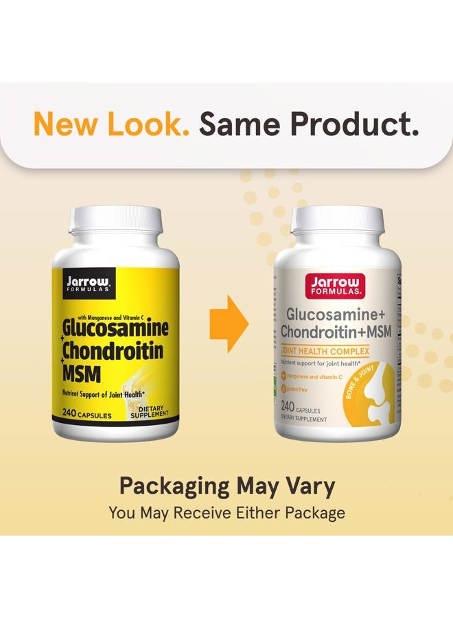 jarrow formulas Glucosamine + Chondroitin + MSM Capsules, Joint Support Supplement with Vitamin C and Manganese, 240 Capsules, 60 Day Supply  - Image 2