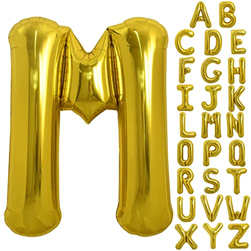 TONIFUL 40 Inch Large Gold Letter M Balloon Foil Mylar for 2026 New Year Eve Graduation Wedding Baby Shower Birthday Party Anniversary Supplies Decorations - Image 1
