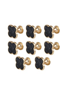 Y&D Decorative Wall Hooks, SYOSI Bathroom Towel Hanger, Vanity Dresser Drawer Knobs, Kitchen Cabinet Pulls, Gold Hooks for Hanging Bags and Keys 8Pcs Four-Leaf Clover Shape ( Black Turquoise)  - Image 1