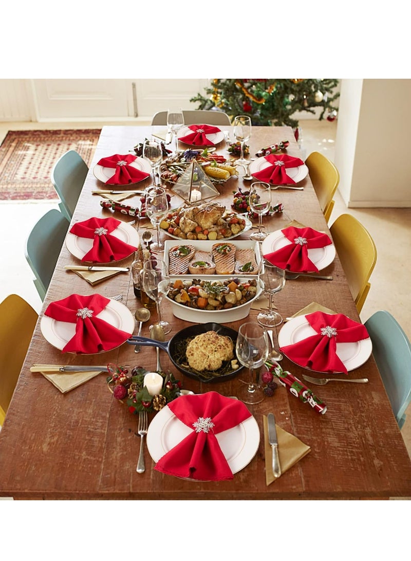 Oasisgalore Set of 8 Silver Snowflake Metal Napkin Rings, Holiday Dinner Party Wedding Banquet Table Decorations. - Image 3