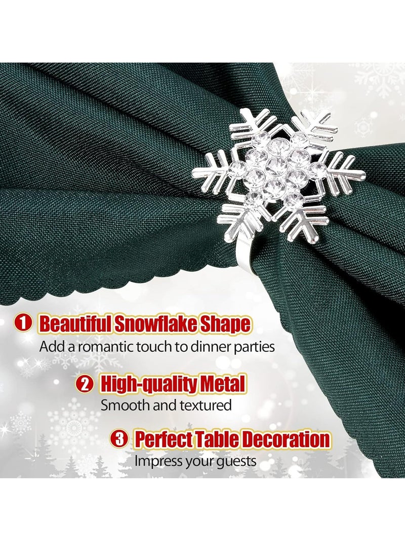 Oasisgalore Set of 8 Silver Snowflake Metal Napkin Rings, Holiday Dinner Party Wedding Banquet Table Decorations. - Image 4