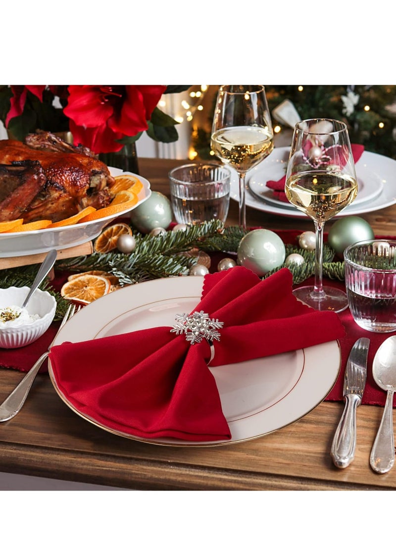 Oasisgalore Set of 8 Silver Snowflake Metal Napkin Rings, Holiday Dinner Party Wedding Banquet Table Decorations. - Image 5