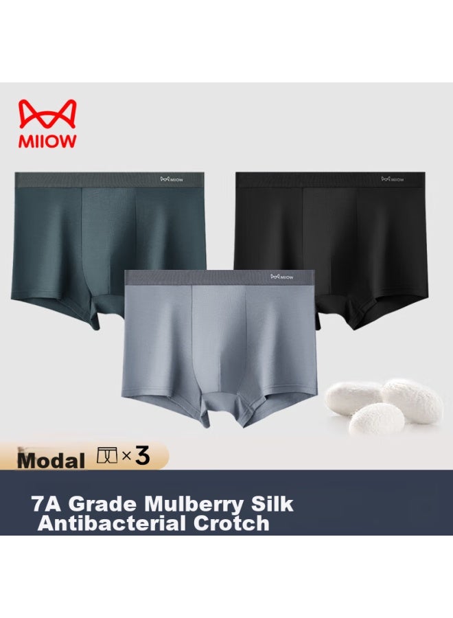 MIIOW Men's Underwear, Modal 7a Antibacterial Silk Gusset, Boxer Briefs For Men, 3 Pairs, 3xl, New Style - Image 2