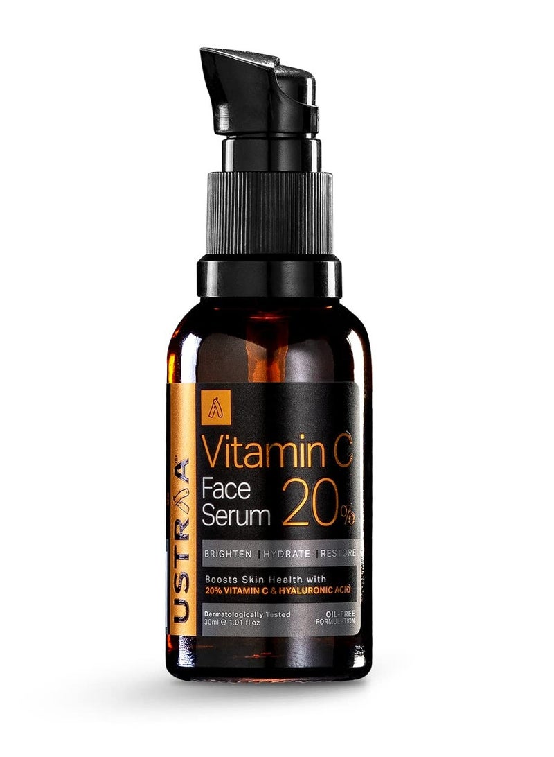 Ustraa 20% Vitamin C Face Serum with Hyaluronic Acid 20% Vitamin C in the Purest form 30ml - Image 1