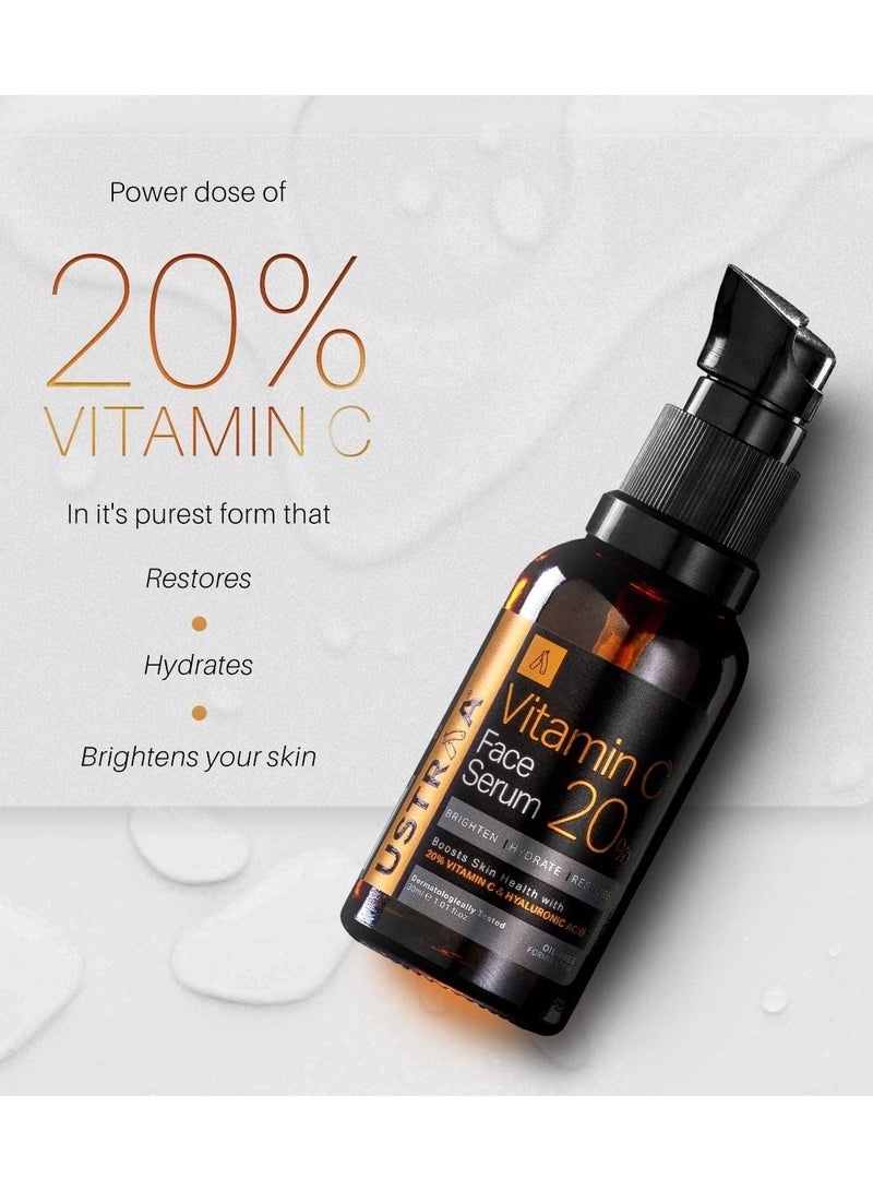 Ustraa 20% Vitamin C Face Serum with Hyaluronic Acid 20% Vitamin C in the Purest form 30ml - Image 2