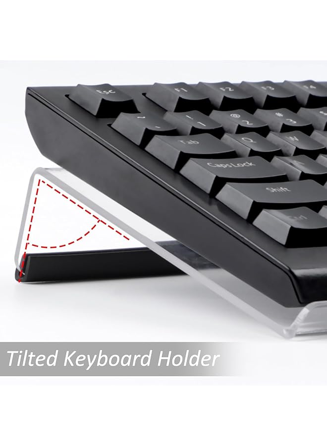 erorex Acrylic Clear Computer Keyboard Stand For Desktop Keyboard Riser Wrist Rest For Ergonomic Typing Working With Mouse Pad Anti Slip Clip White Plastic Film - Image 4