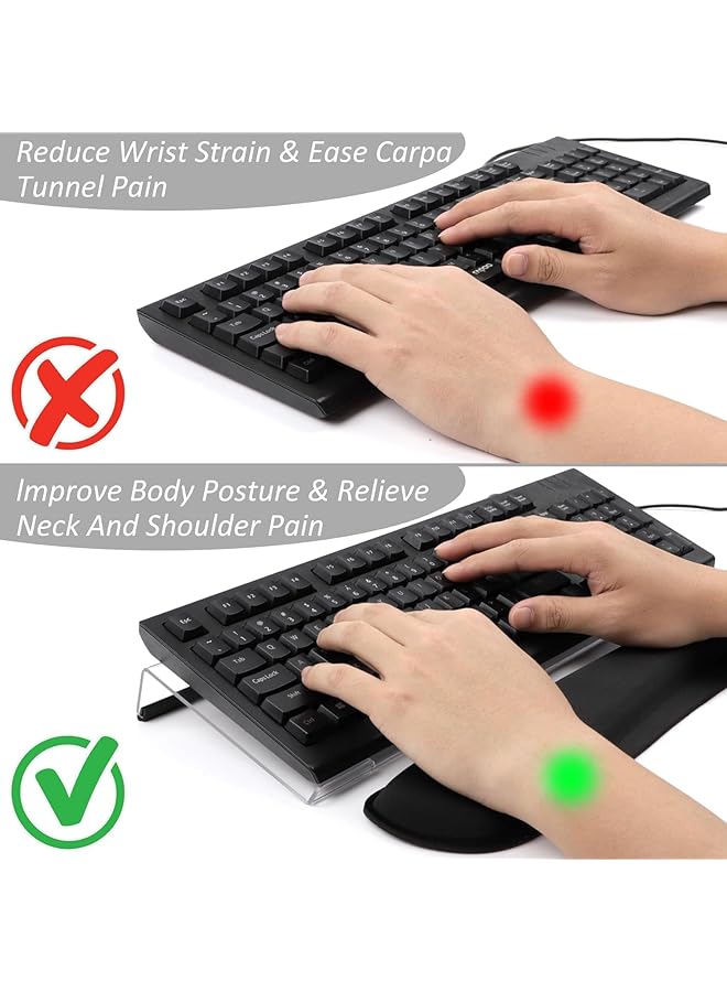 erorex Acrylic Clear Computer Keyboard Stand For Desktop Keyboard Riser Wrist Rest For Ergonomic Typing Working With Mouse Pad Anti Slip Clip White Plastic Film - Image 5