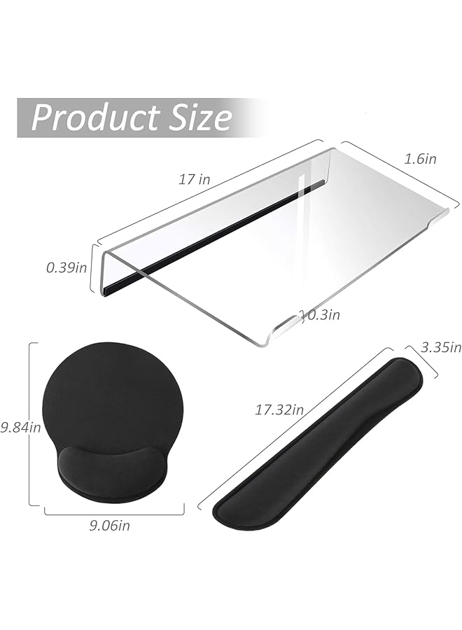 erorex Acrylic Clear Computer Keyboard Stand For Desktop Keyboard Riser Wrist Rest For Ergonomic Typing Working With Mouse Pad Anti Slip Clip White Plastic Film - Image 3