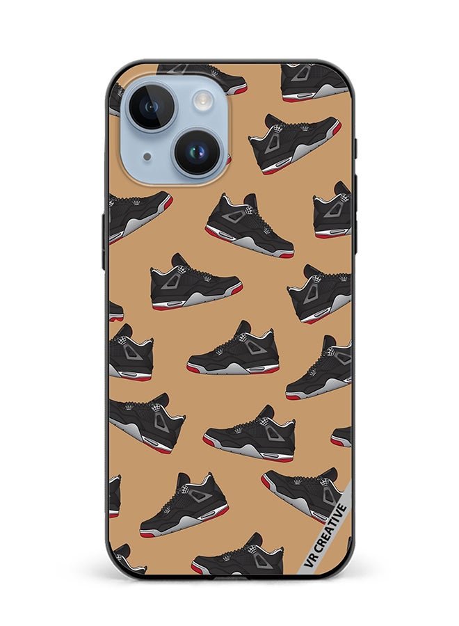 VR CREATIVE Protective Case Cover For Apple iPhone 15 Plus Shoes Black Color Pattern Design Multicolour - Image 1