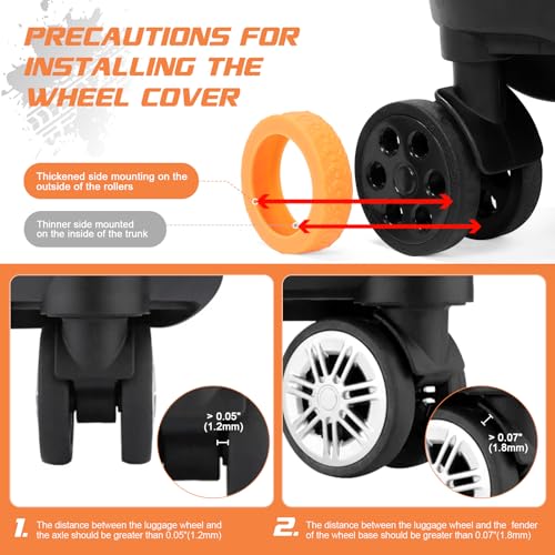 DIGIGRE Luggage Wheel Covers, 8 PCS Silicone Protector Covers for 2-2.6 inches 8-Spinner Wheels, Wear-Resistant, Anti-Noise, Gray - Image 4