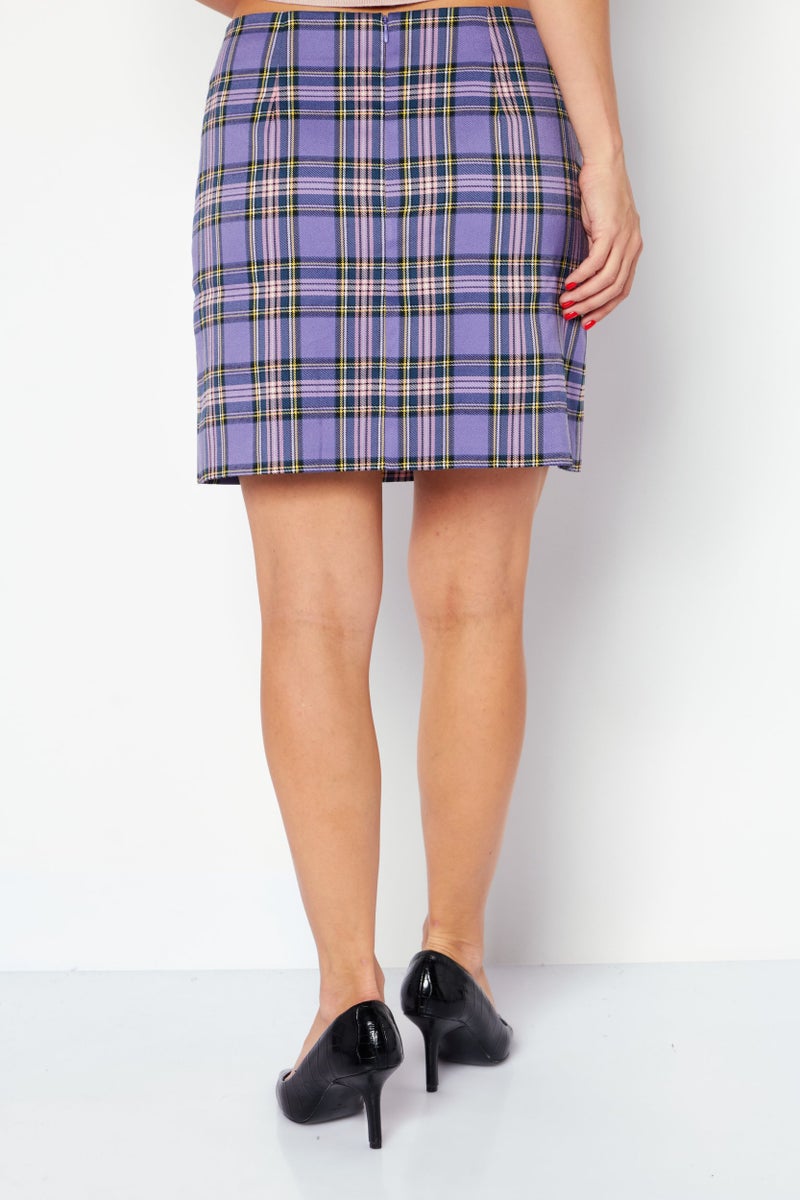 ONLY تنورات ميني مربعة للنساء، مجموعة بنفسجية - Image 4