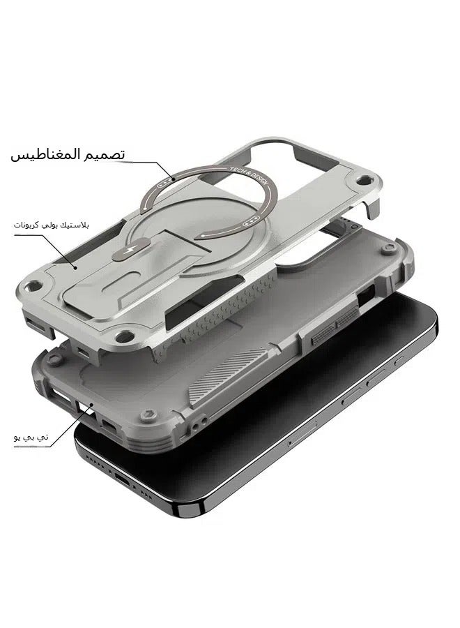 Suitable for iPhone 16ProMax 16Pro magnetic hidden bracket mobile phone case anti-drop protective case - Image 2