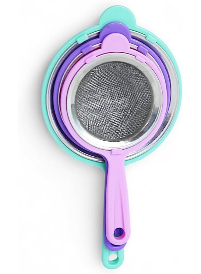 يانيك مصفاة يانيك بريميوم بمقابض مريحة ومتينة لغسل الفواكه والخضروات والطهي – أدوات تصفية متعددة الاستخدامات للمطبخ لتحضير الطعام والتصفية (طقم من 3 قطع) - Image 3