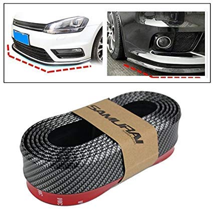 Automaze Samurai Car Body Kit Bumper Lip Side Skirt Rubber Edge Decorative Protector, 2.5 Meter with 3M Tape & Screws (Black Carbon) - Image 2