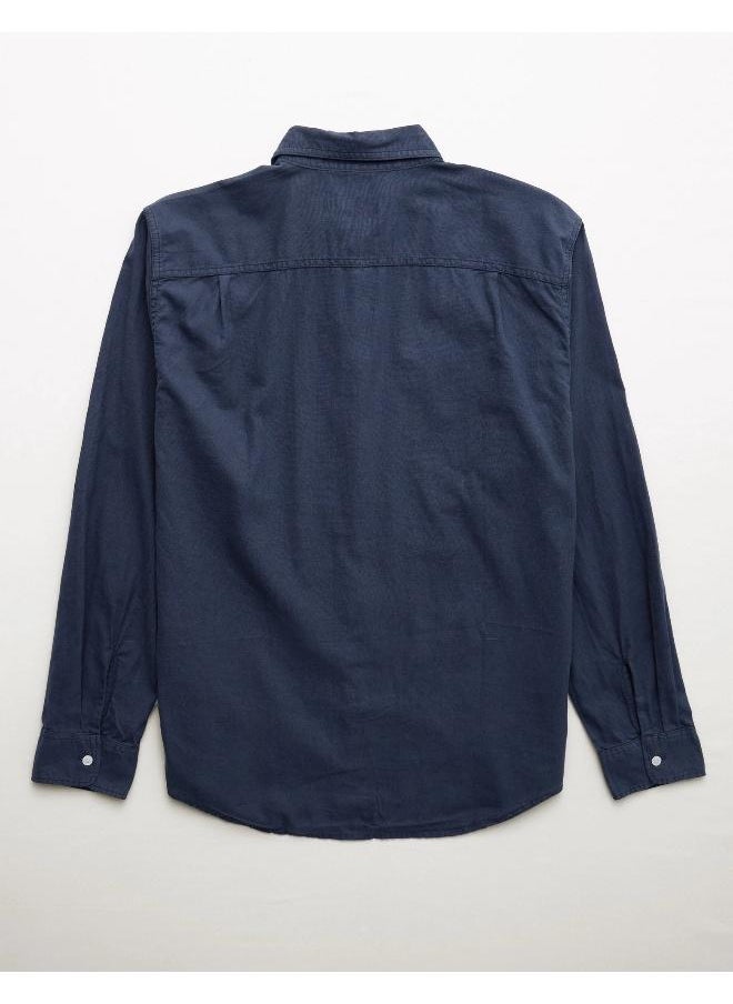 American Eagle - AE Long-Sleeve Linen-Blend Button-Up Shirt - Image 1