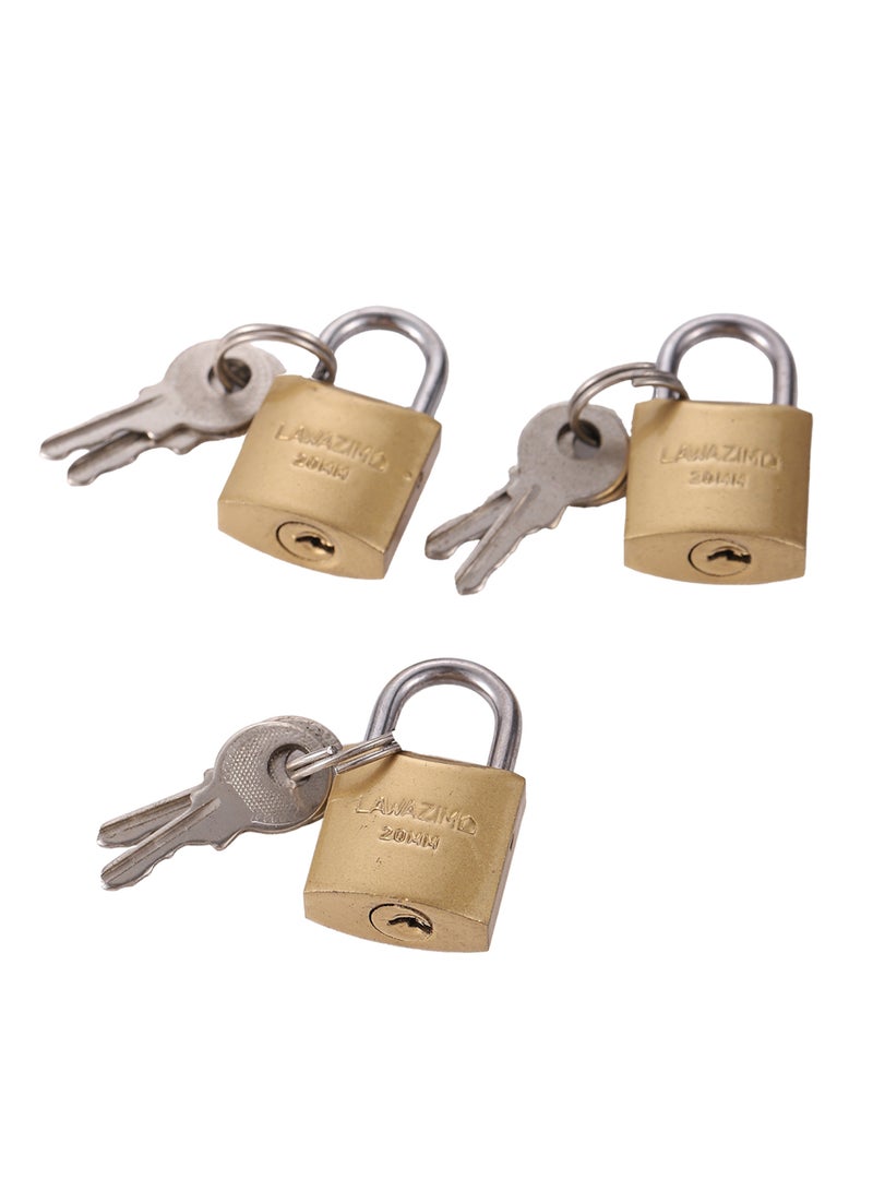 هومستر أقفال نحاسية صلبة عالية الجودة ومتينة مع مفاتيح للاستخدام الداخلي والخارجي - 3 قطع مقاس 25 ملم - Image 1