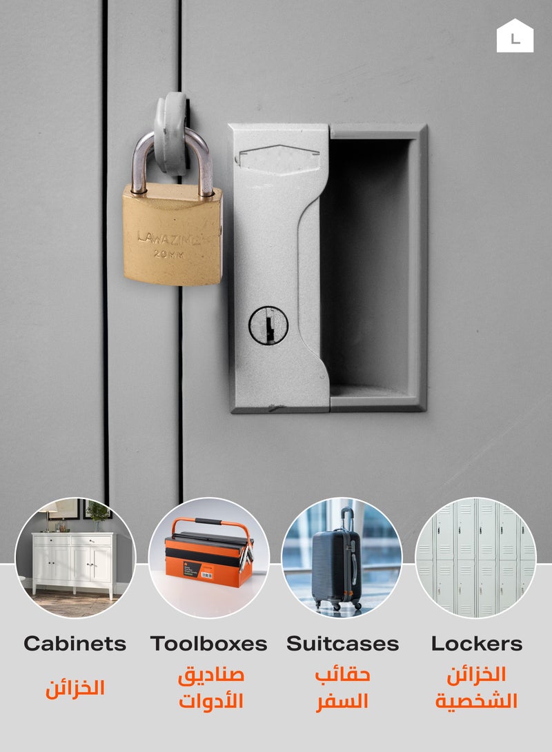 هومستر أقفال نحاسية صلبة عالية الجودة ومتينة مع مفاتيح للاستخدام الداخلي والخارجي - 3 قطع مقاس 25 ملم - Image 4