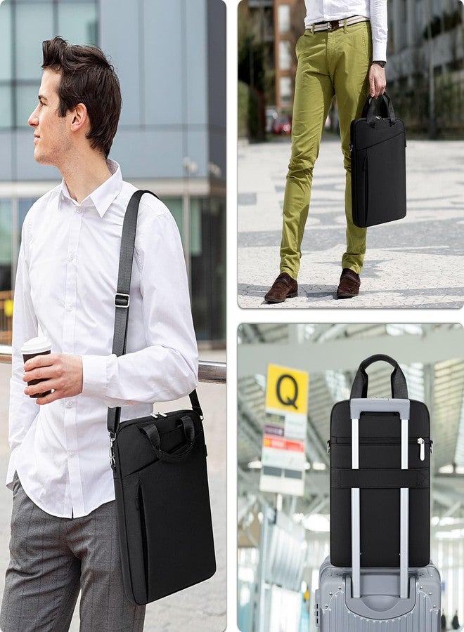 MicaYoung Laptop Case Shoulder Sleeve Bag Compatible with 14" MacBook Pro M5 M4 M3 M2 M1/13.6" MacBook air M4 M3 M2/13 MacBook Neo, Chromebook Notebook Portable Carrying Messenger Computer Bag, Black - Image 2