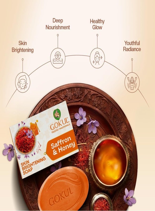 GOKUL Saffron & Honey Bathing Soap for Men & Women | Soft, Glowing & Even Tone Skin | 75gm (Pack of 3) - Image 3
