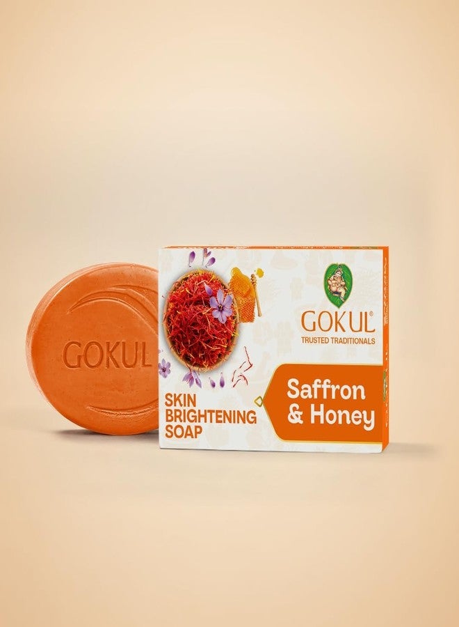 GOKUL Saffron & Honey Bathing Soap for Men & Women | Soft, Glowing & Even Tone Skin | 75gm (Pack of 3) - Image 1