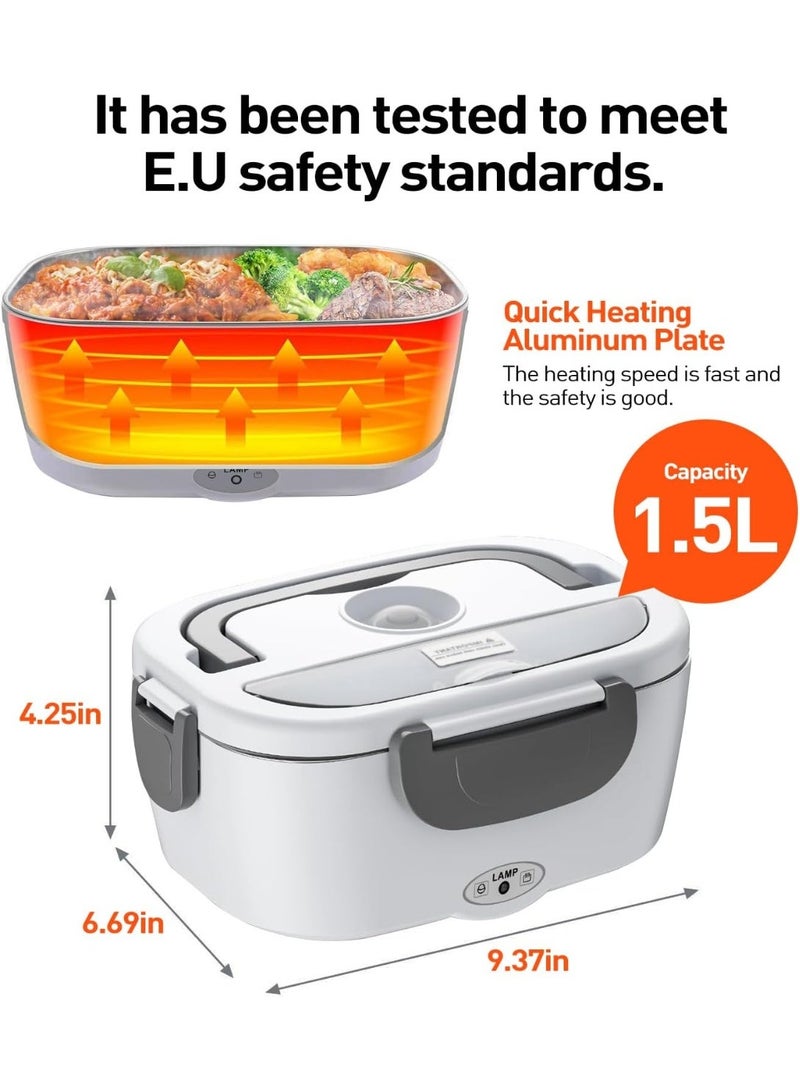 Bukela Electric Lunch Box 60-80W Food Heater for Adults, 12/24/110V Portable Lunch Warmer Upgraded Heated Lunch Box for Car/Truck/Office with SS Fork&Spoon and Insulated Carry Bag (white) - Image 5