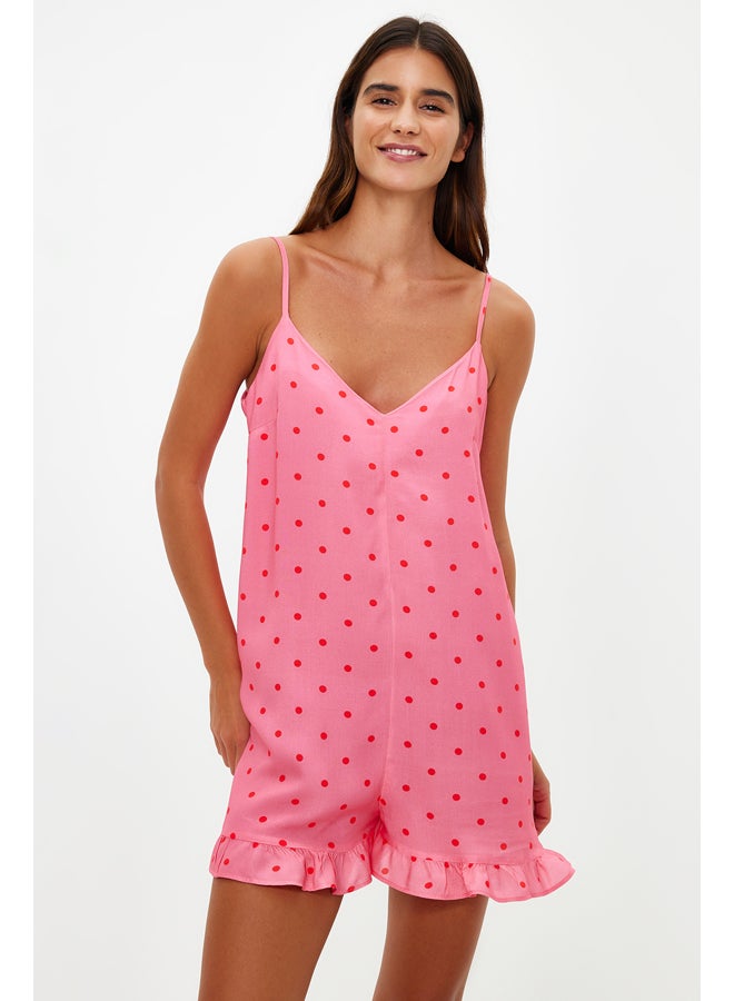 trendyol Pink Polka Dot Woven Jumpsuit THMSS21TU0140 - Image 1