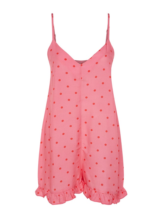 trendyol Pink Polka Dot Woven Jumpsuit THMSS21TU0140 - Image 4