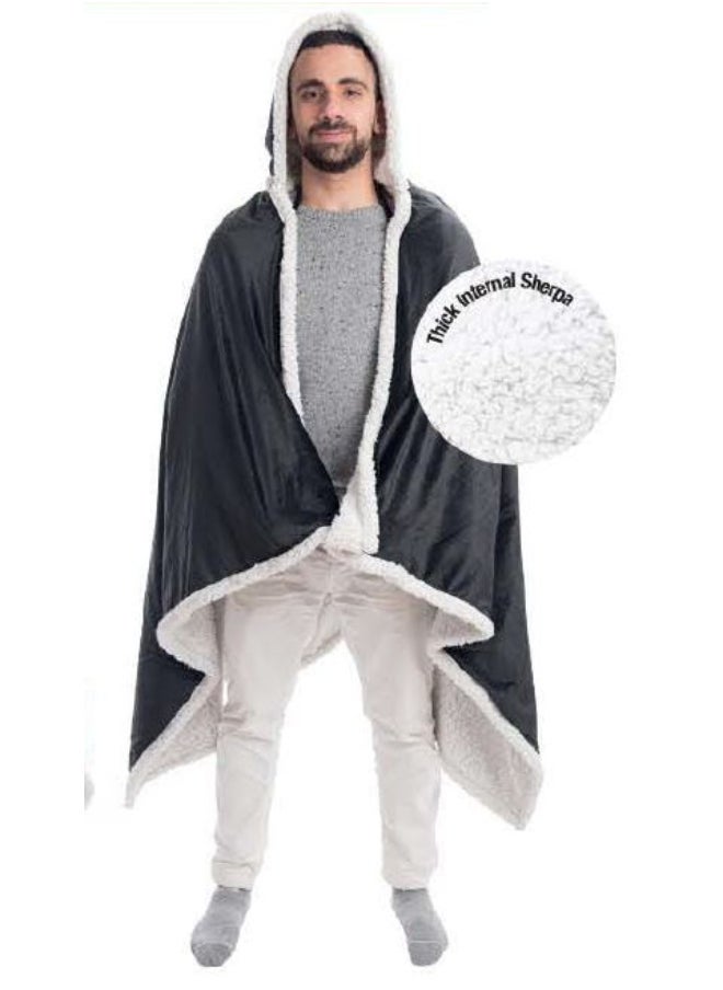 منترا دفاية  مع جيوب و غطاء للراس/ Sherpa  لون رمادي  - Image 2