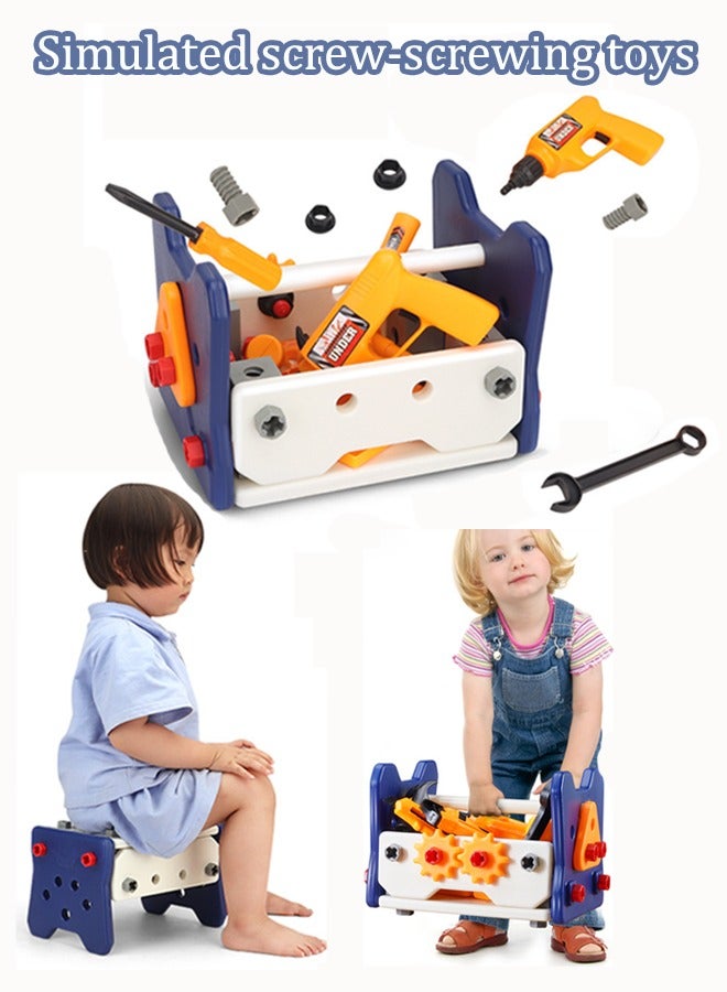 58 لعبة مثقاب كهربائي لعبة محاكاة المثقاب الكهربائي DIY مجموعة إصلاح للأطفال ألعاب تفكيك البراغي مع المثقاب الكهربائي وقبعة الهندسة ألعاب تعليمية ألعاب الأولاد - Image 2