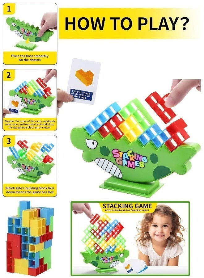 48-Piece Montessori Dinosaur Stacking Blocks—Educational Balance Building Blocks Toy, Perfect for Eid al-Fitr, Eid al-Adha, and Birthday Celebrations - Image 4