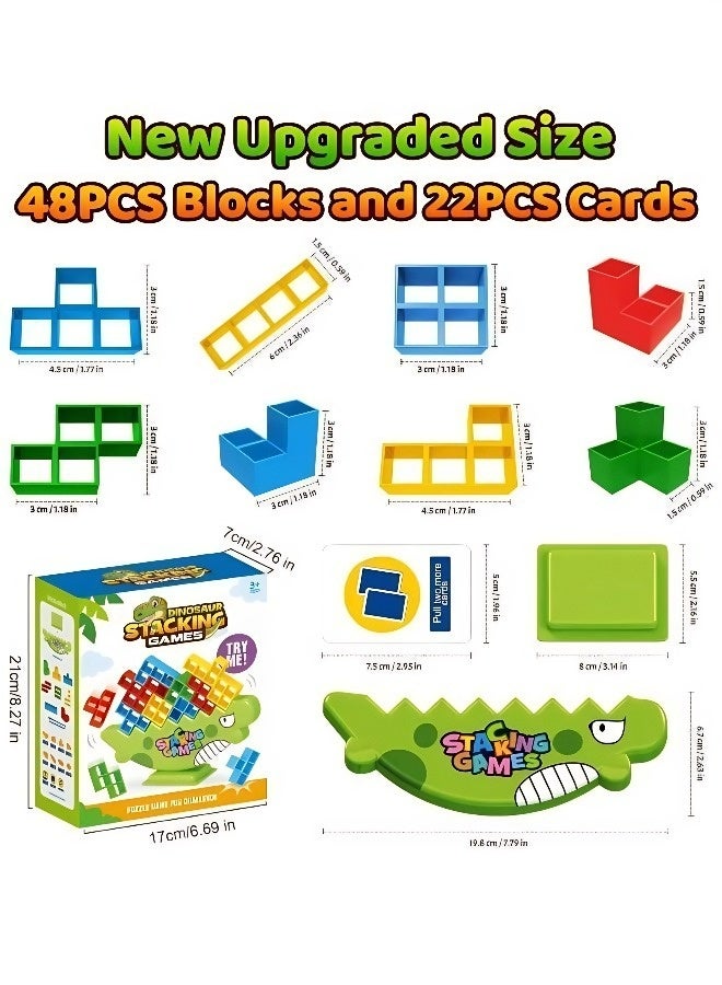 48-Piece Montessori Dinosaur Stacking Blocks—Educational Balance Building Blocks Toy, Perfect for Eid al-Fitr, Eid al-Adha, and Birthday Celebrations - Image 2